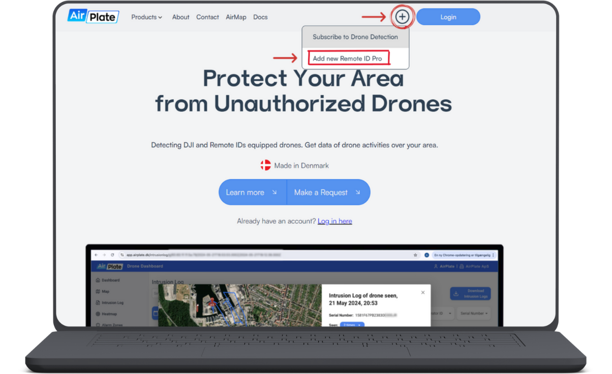 How to add an Remote ID Pro through the website